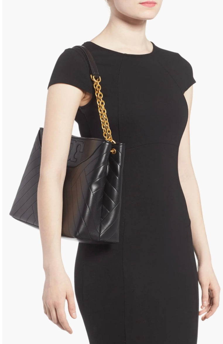 TORY BURCH ALEXA QUILTED SLOUCHY LAMBSKIN LEATHER TOTE BAG