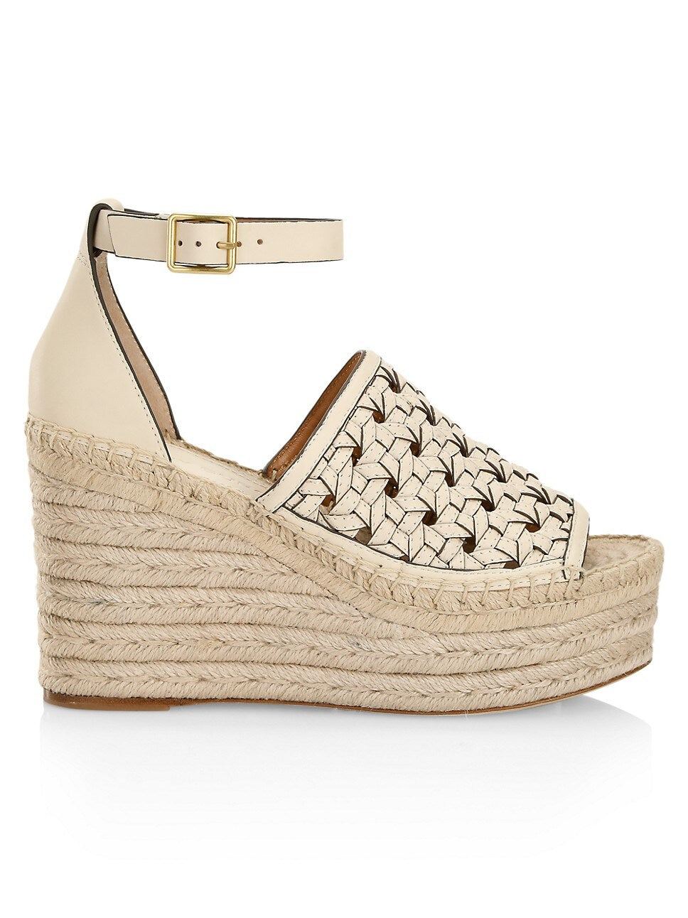 TORY BURCH BASKET WEAVE LEATHER WEDGE HEEL ESPADRILLE