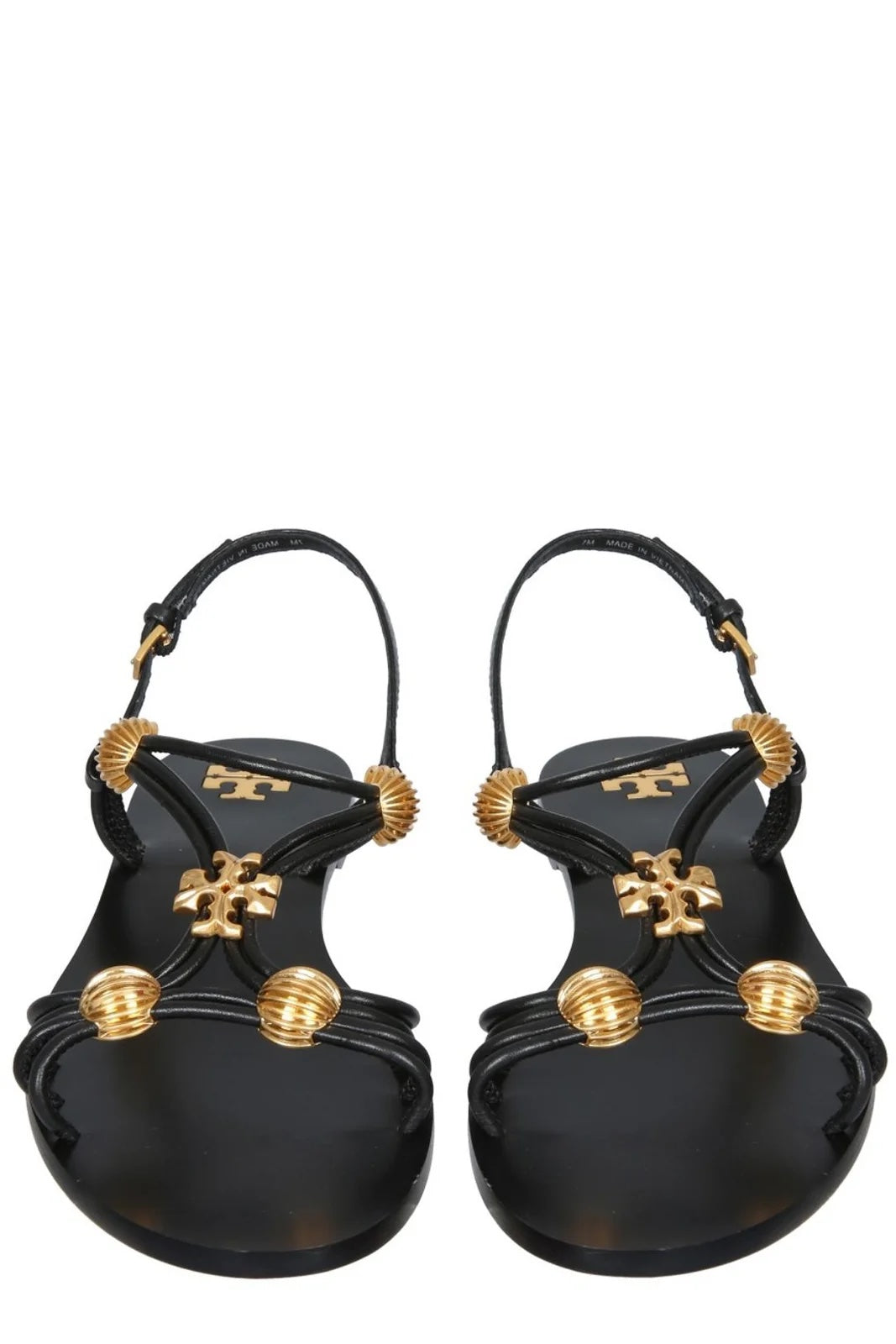 TORY BURCH CAPRI BEADED LEATHER MULTI STRAP SANDALS