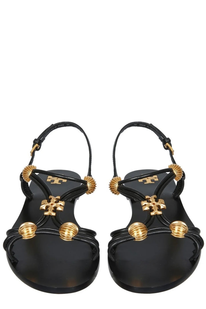 TORY BURCH CAPRI BEADED LEATHER MULTI STRAP SANDALS