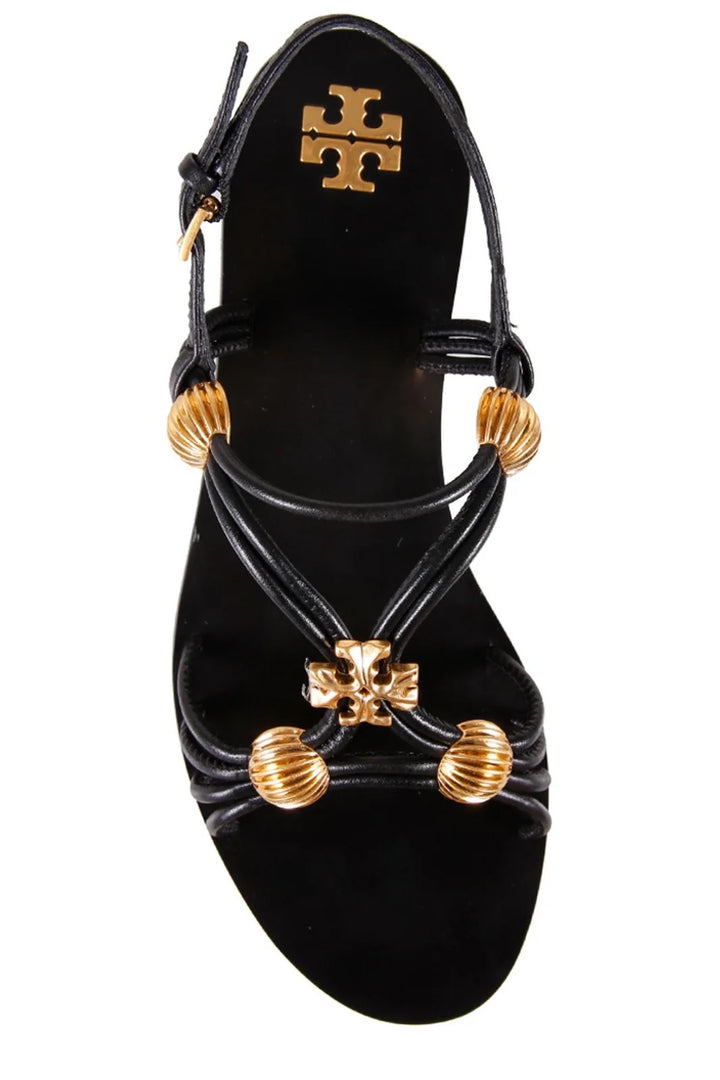 TORY BURCH CAPRI BEADED LEATHER MULTI STRAP SANDALS