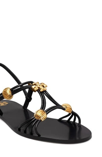 TORY BURCH CAPRI BEADED LEATHER MULTI STRAP SANDALS