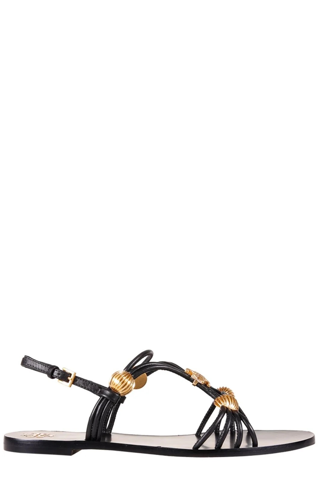 TORY BURCH CAPRI BEADED LEATHER MULTI STRAP SANDALS