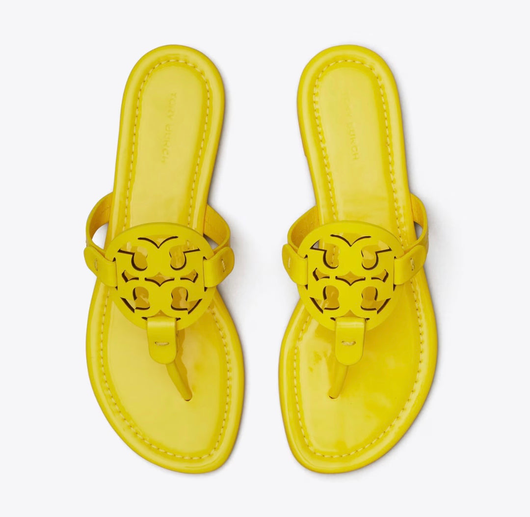 TORY BURCH GLOSSY PATENT LEATHER MILLER SANDALS