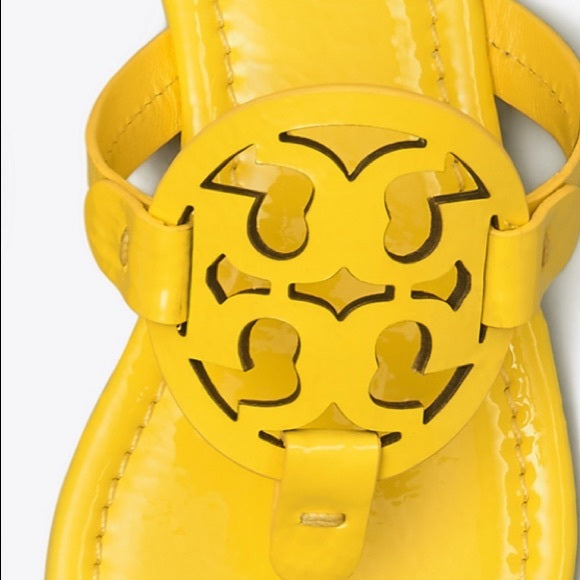 TORY BURCH GLOSSY PATENT LEATHER MILLER SANDALS