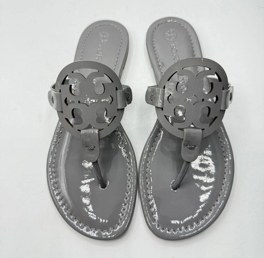 TORY BURCH GLOSSY PATENT LEATHER MILLER SANDALS