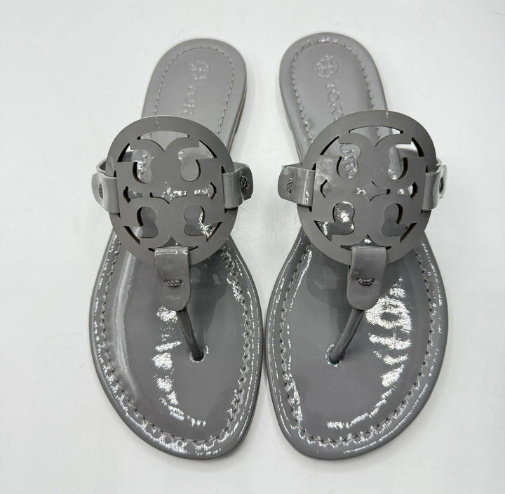 TORY BURCH GLOSSY PATENT LEATHER MILLER SANDALS