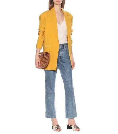 TORY BURCH INES EMBELLISHED LINEN &amp; LEATHER MULES