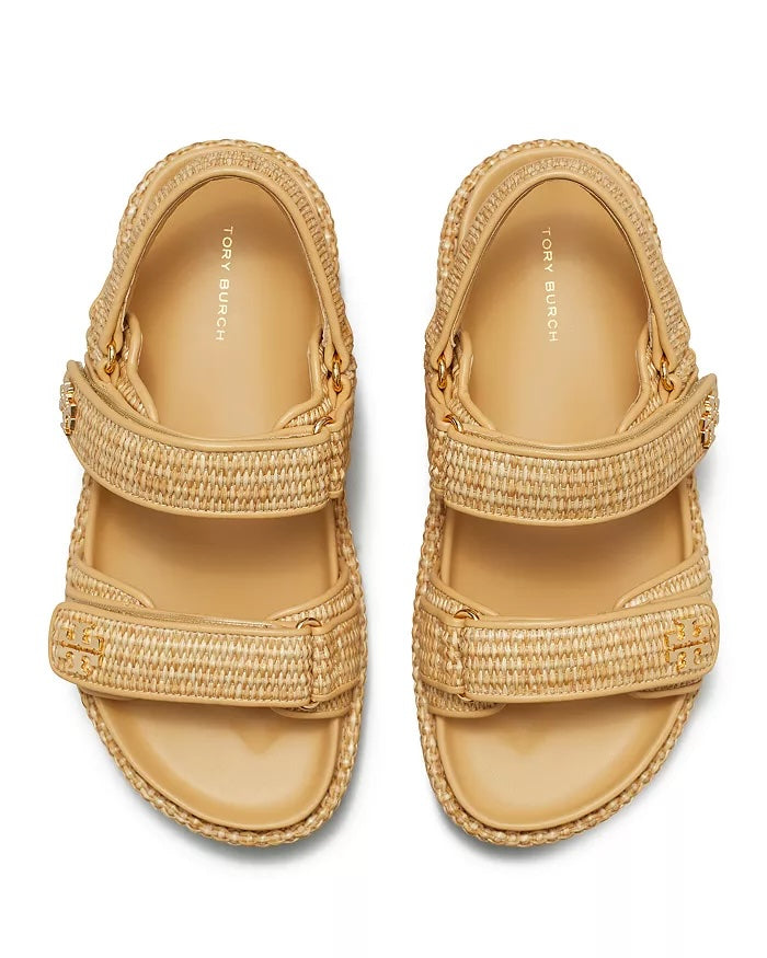 TORY BURCH KIRA SPORTY RAFFIA SANDALS
