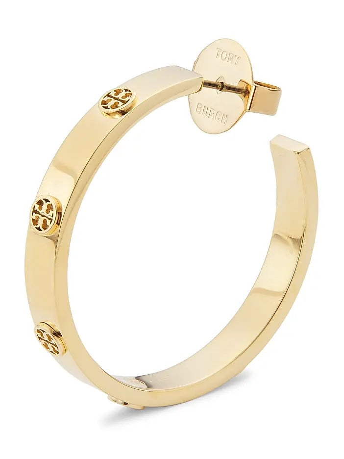 TORY BURCH MILLER 18K GOLD PLATED HOOP EARRINGS