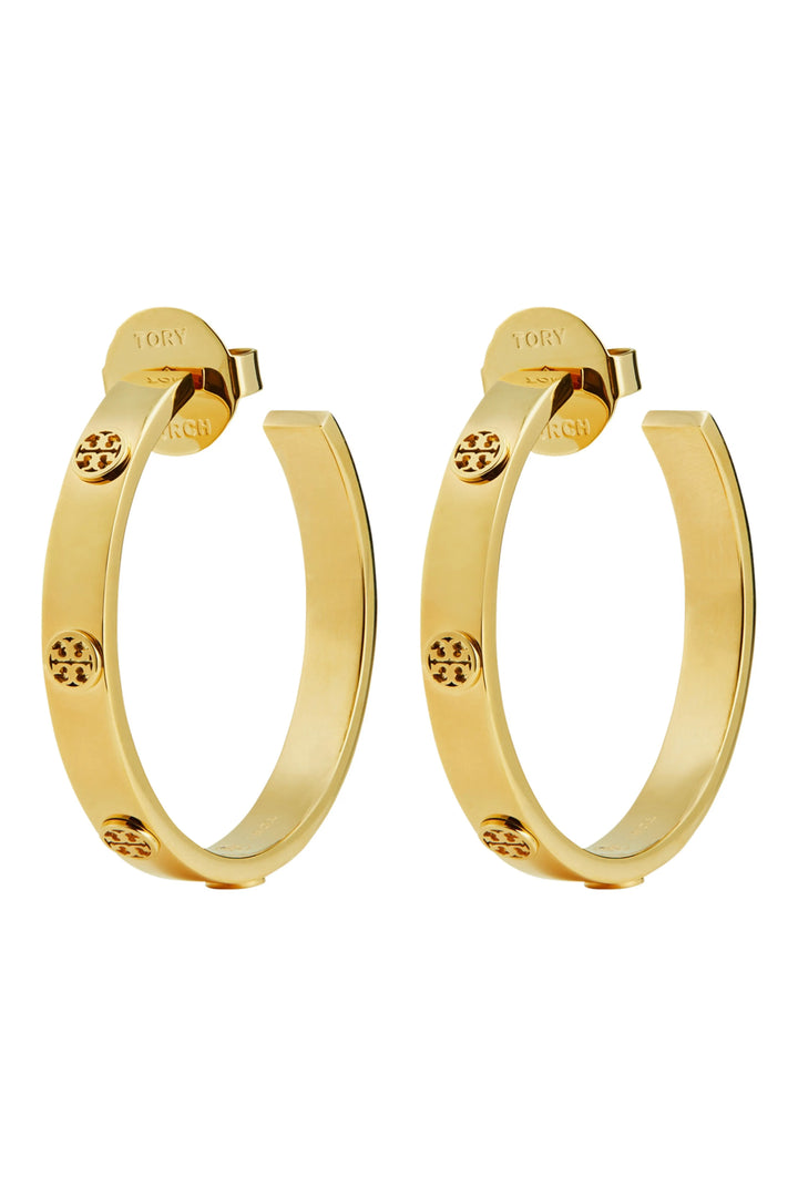 TORY BURCH MILLER 18K GOLD PLATED HOOP EARRINGS