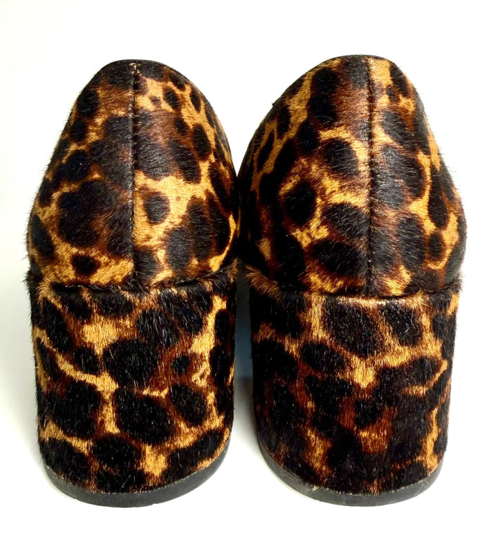 TORY BURCH MULTI LOGO CALF-HAIR LEOPARD PUMPS