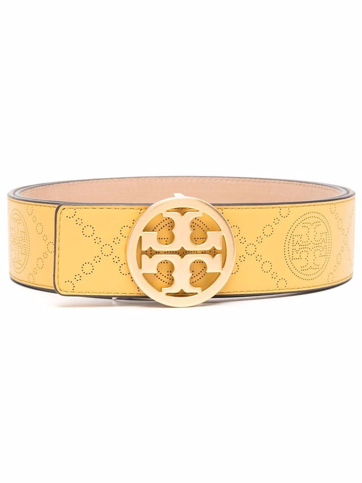 TORY BURCH T MONOGRAM PERFORATED LEATHER BELT