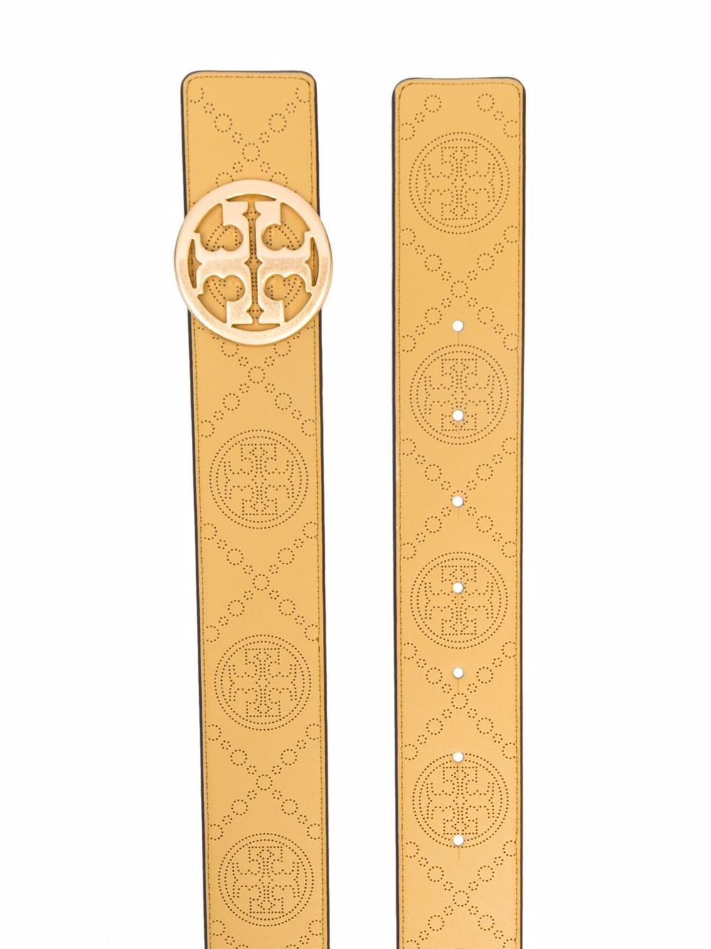 TORY BURCH T MONOGRAM PERFORATED LEATHER BELT