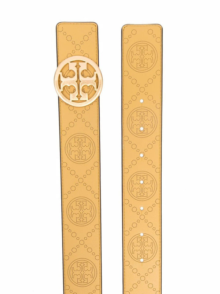 TORY BURCH T MONOGRAM PERFORATED LEATHER BELT