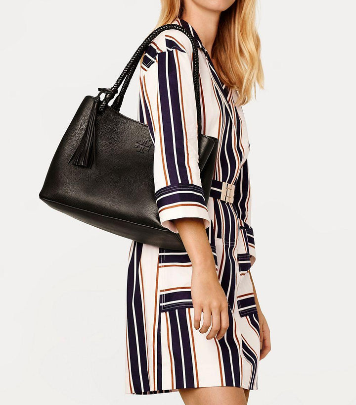 TORY BURCH TAYLOR TRIPLE COMPARTMENT LEATHER TOTE BAG