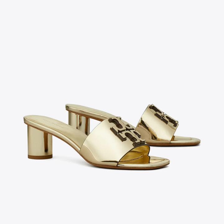 TORY BURCH INES 55 METALLIC GOLD HEELED SANDALS
