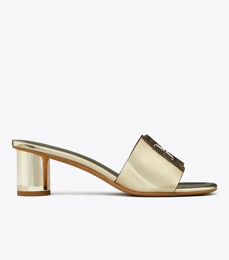 TORY BURCH INES 55 METALLIC GOLD HEELED SANDALS