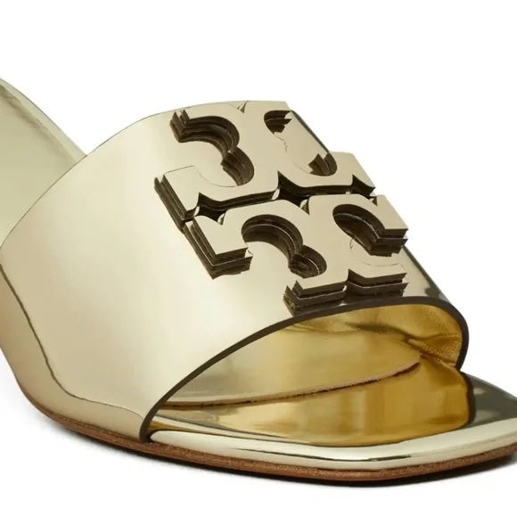 TORY BURCH INES 55 METALLIC GOLD HEELED SANDALS