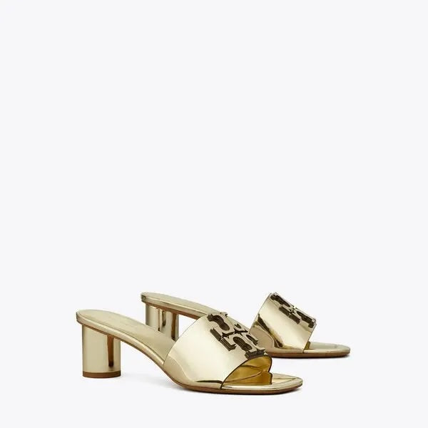 TORY BURCH INES 55 METALLIC GOLD HEELED SANDALS
