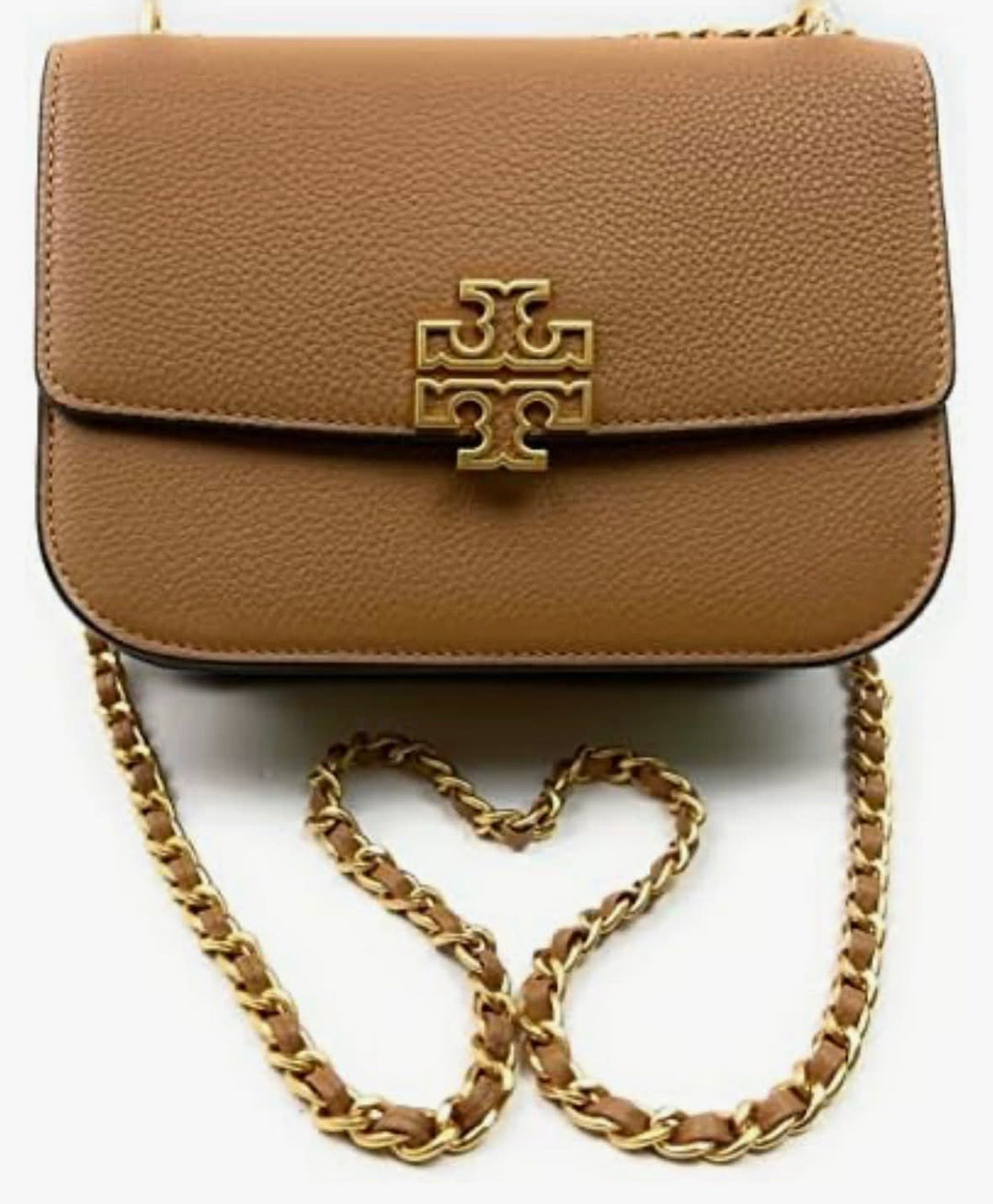TORY BURCH BRITTEN PEBBLED LEATHER GOLD HARDWARE CROSSBODY BAG
