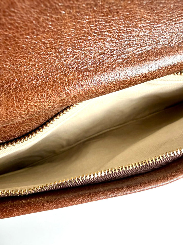 TORY BURCH CALFSKIN LEATHER REVA CLUTCH WITH CHAIN