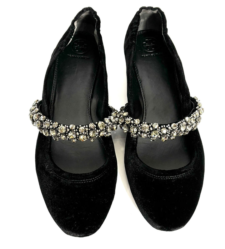 TORY BURCH CRYSTAL STRAP BALLET SHOES