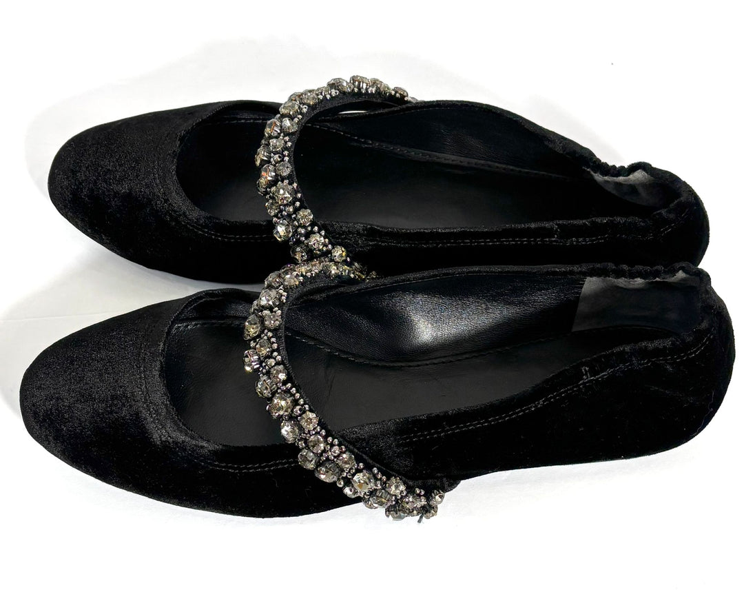TORY BURCH CRYSTAL STRAP BALLET SHOES