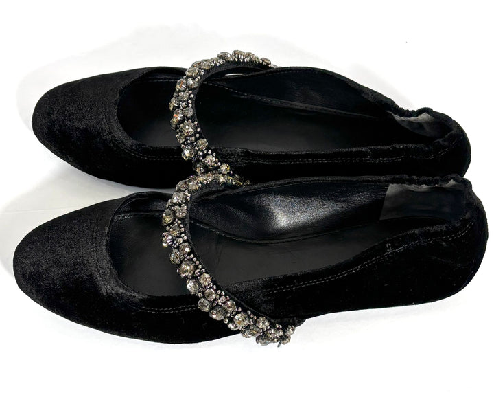 TORY BURCH CRYSTAL STRAP BALLET SHOES