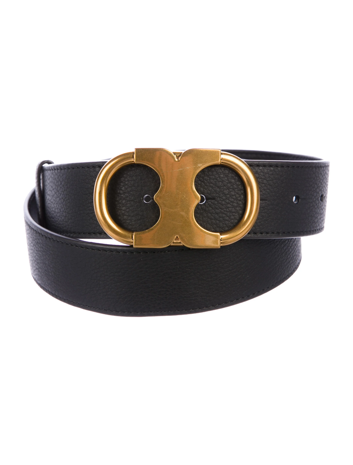 TORY BURCH GEMINI LEATHER WITH GOLD HARDWARE BELT