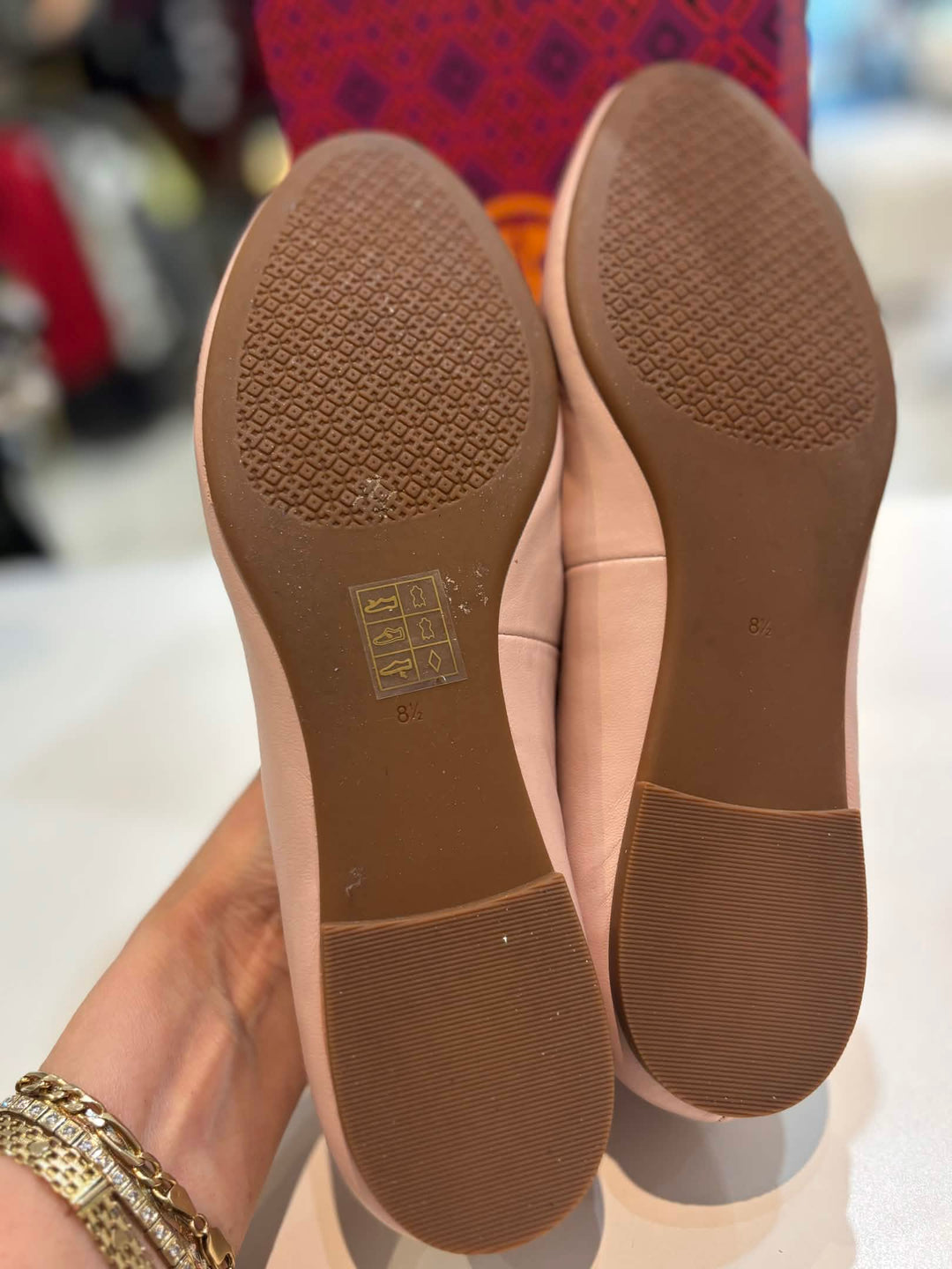 TORY BURCH PINK LEATHER BALLET FLATS