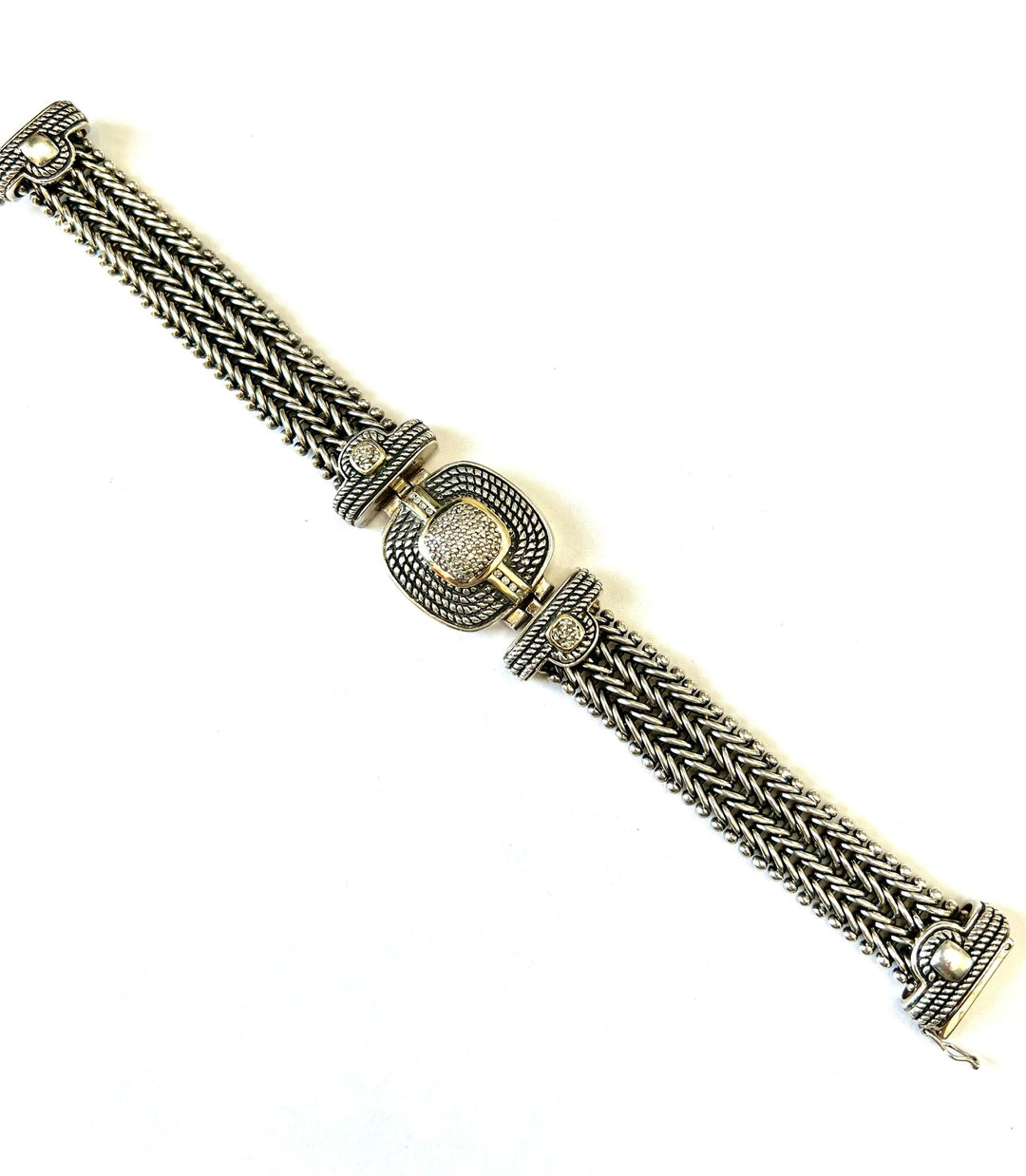 TOWN &amp; COUNTRY 14K GOLD STERLING SILVER DIAMOND BRACELET