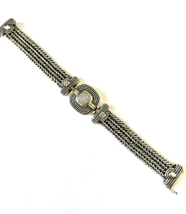 TOWN &amp; COUNTRY 14K GOLD STERLING SILVER DIAMOND BRACELET