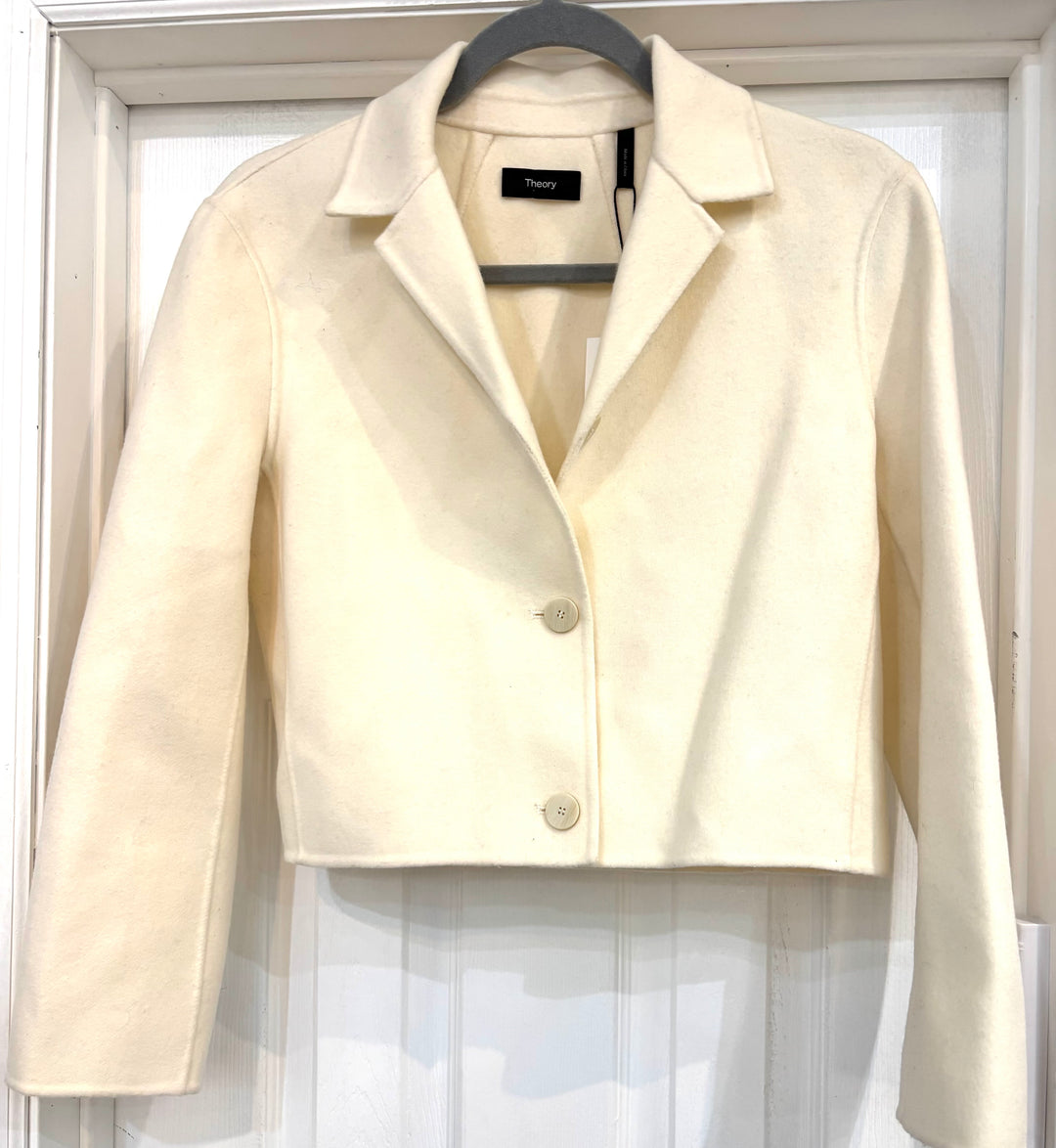 THEORY WOOL-CASHMERE BLEND CROPPED BLAZER