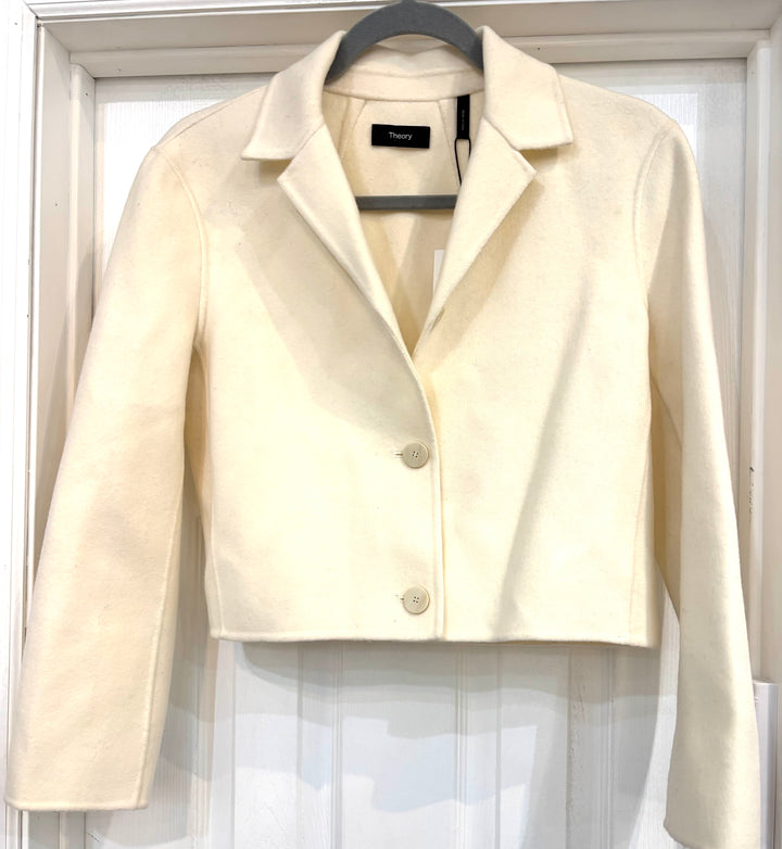 THEORY WOOL-CASHMERE BLEND CROPPED BLAZER