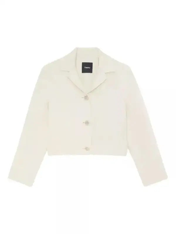 THEORY WOOL-CASHMERE BLEND CROPPED BLAZER