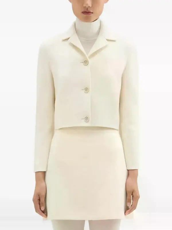 THEORY WOOL-CASHMERE BLEND CROPPED BLAZER