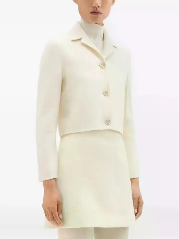 THEORY WOOL-CASHMERE BLEND CROPPED BLAZER