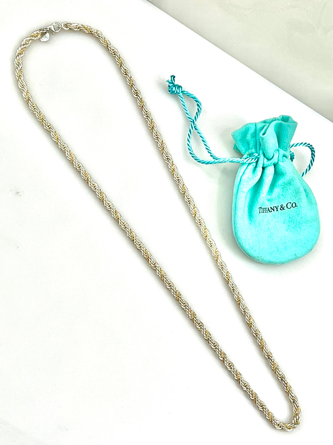 TIFFANY &amp; CO. STERLING SILVER AND 18K GOLD TWIST CHAIN 24" NECKLACE