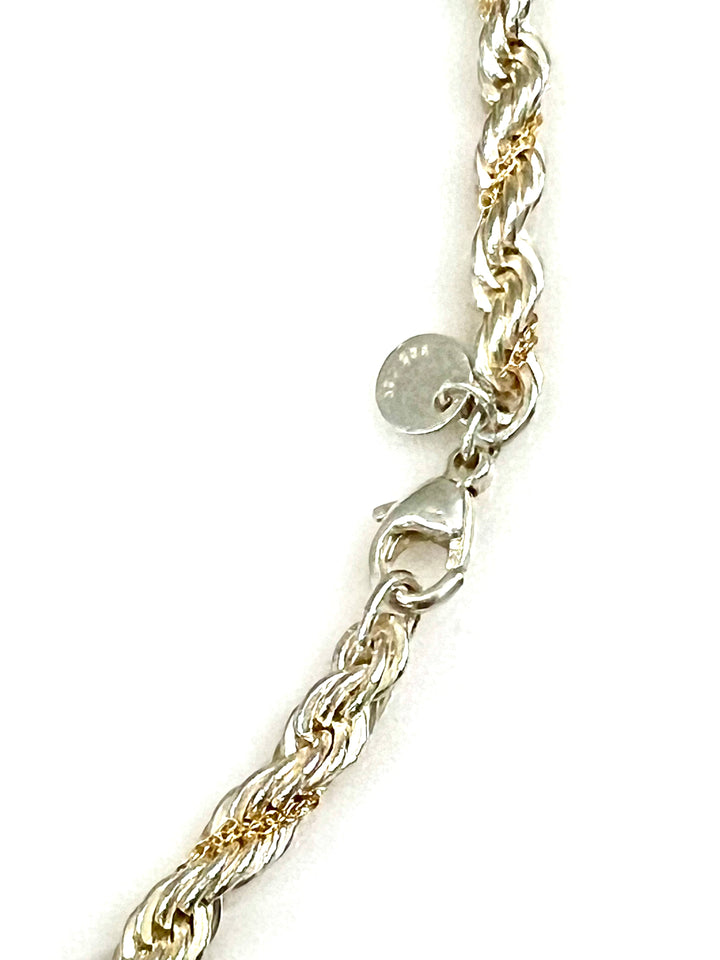 TIFFANY &amp; CO. STERLING SILVER AND 18K GOLD TWIST CHAIN 24" NECKLACE