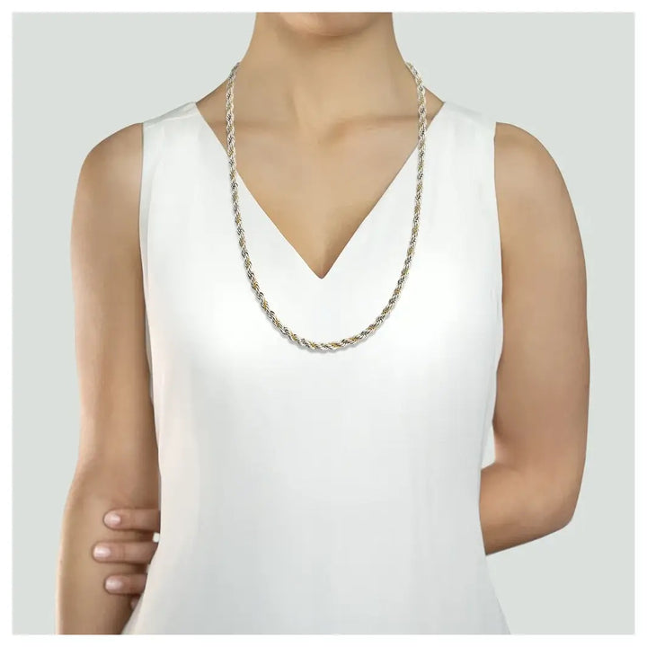 TIFFANY &amp; CO. STERLING SILVER AND 18K GOLD TWIST CHAIN 24" NECKLACE