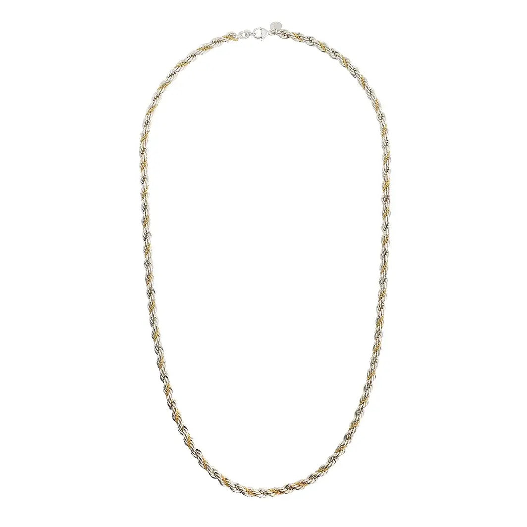 TIFFANY &amp; CO. STERLING SILVER AND 18K GOLD TWIST CHAIN 24" NECKLACE