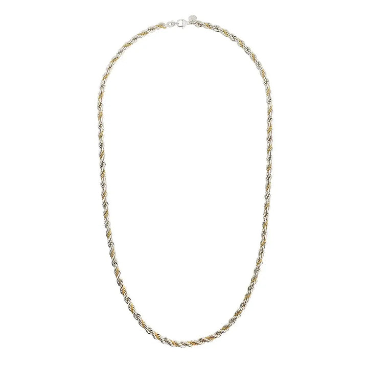 TIFFANY &amp; CO. STERLING SILVER AND 18K GOLD TWIST CHAIN 24" NECKLACE