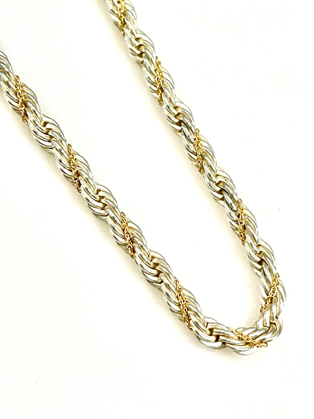TIFFANY &amp; CO. STERLING SILVER AND 18K GOLD TWIST CHAIN 24" NECKLACE
