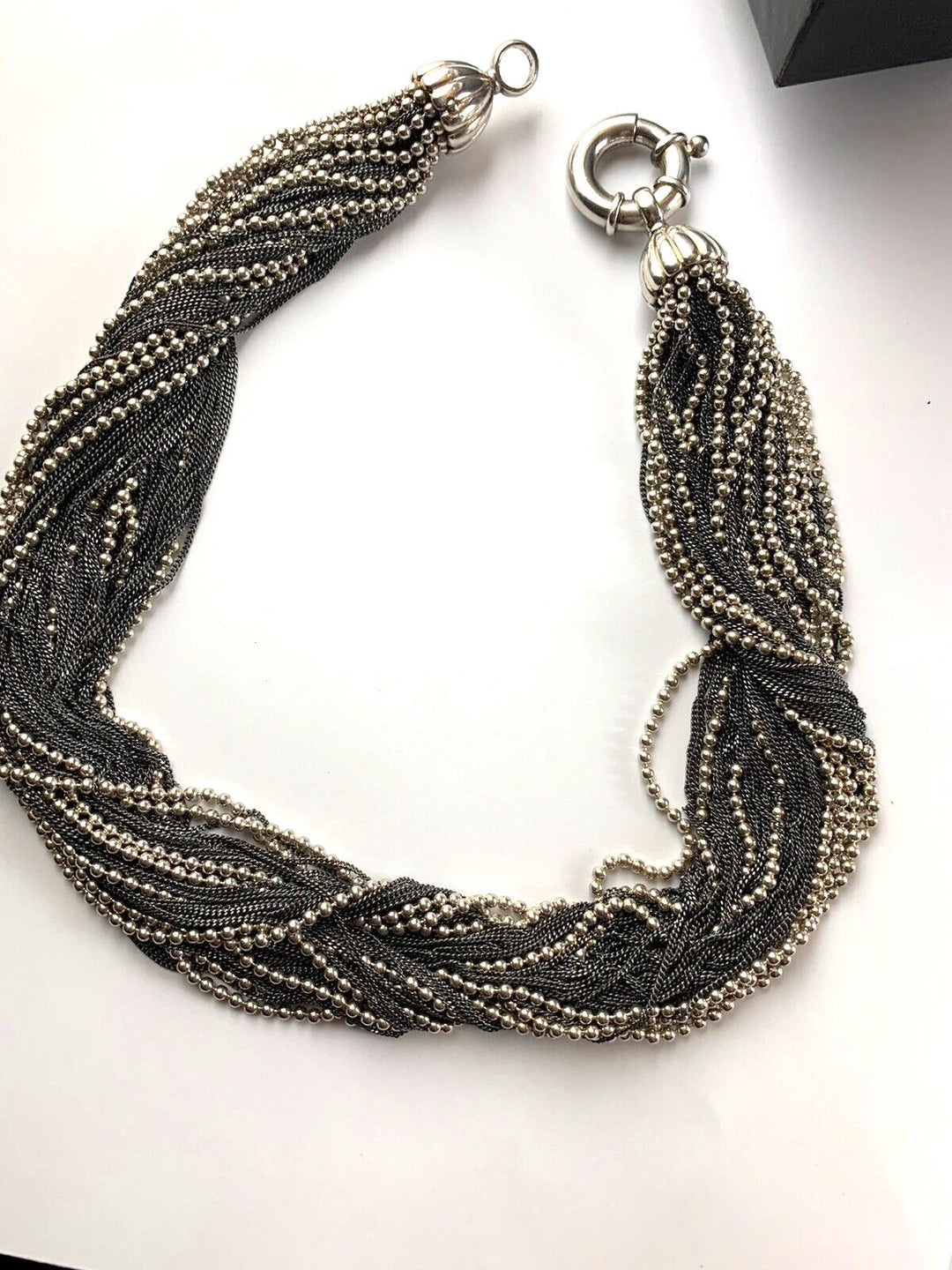 TIFFANY &amp; CO. VINTAGE STERLING SILVER MULTI CHAIN TORSADE NECKLACE
