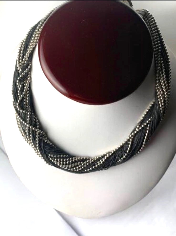 TIFFANY &amp; CO. VINTAGE STERLING SILVER MULTI CHAIN TORSADE NECKLACE
