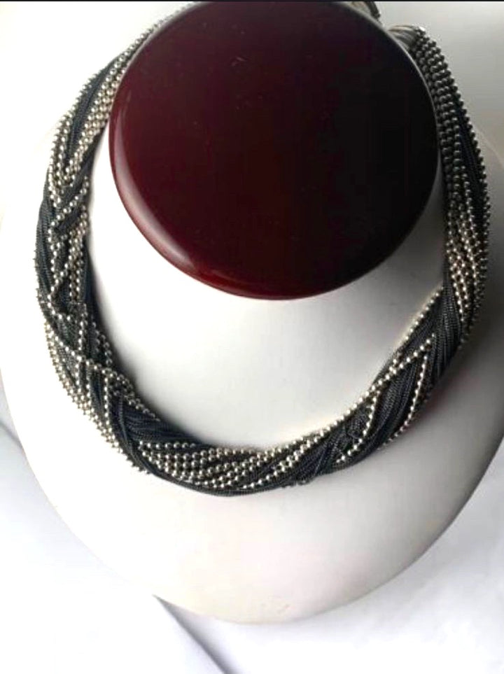 TIFFANY &amp; CO. VINTAGE STERLING SILVER MULTI CHAIN TORSADE NECKLACE
