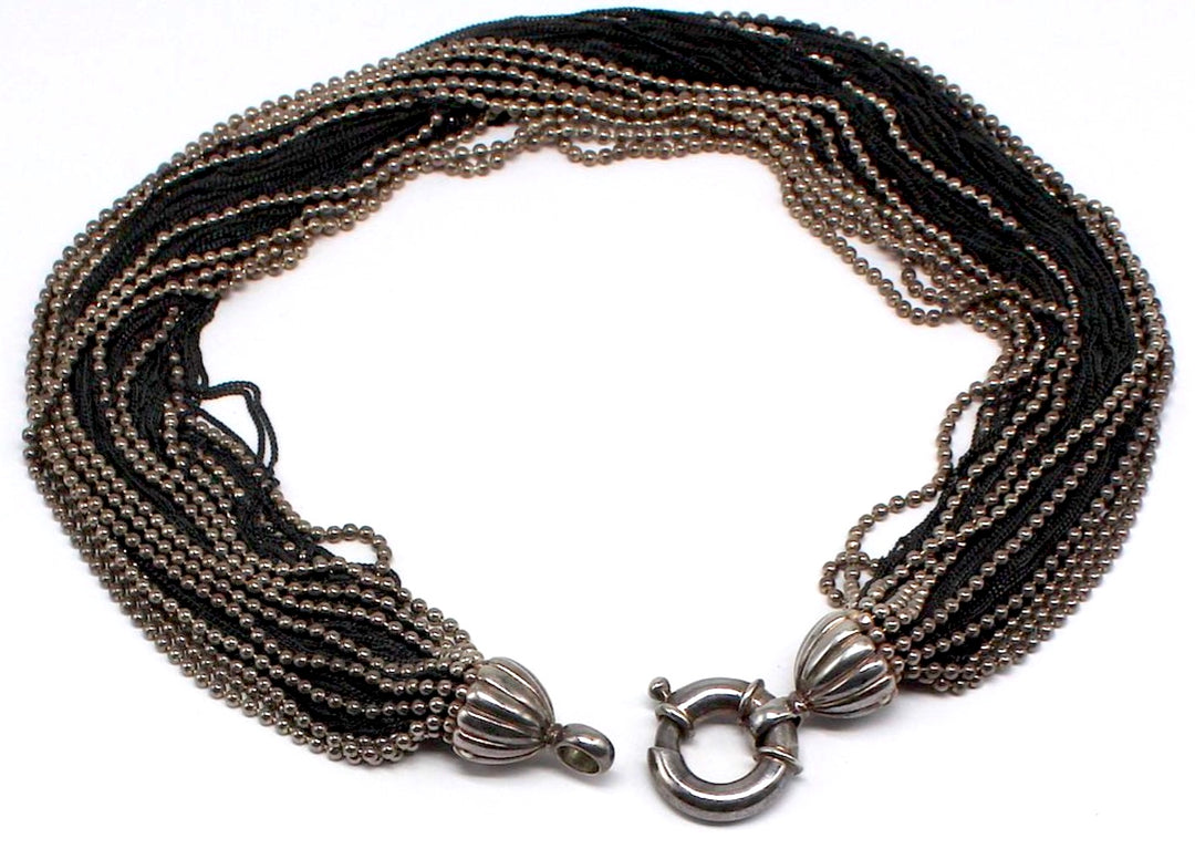 TIFFANY &amp; CO. VINTAGE STERLING SILVER MULTI CHAIN TORSADE NECKLACE