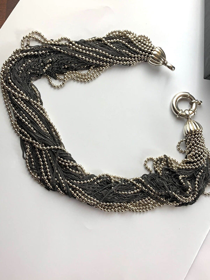 TIFFANY &amp; CO. VINTAGE STERLING SILVER MULTI CHAIN TORSADE NECKLACE