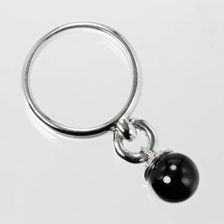 TIFFANY &amp; CO. VINTAGE STERLING SILVER ONYX CHARM RING